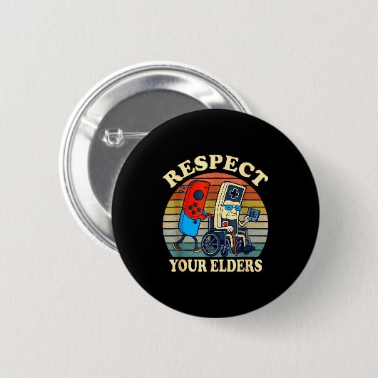 Respect Your Elders Gaming Control Retro Funny Gam Button (Vorne & Hinten)