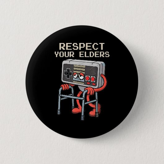Respect Your Elders Gaming Control Retro Funny Gam Button (Vorderseite)