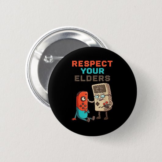 Respect Your Elders Gaming Control Retro Funny Gam Button (Vorne & Hinten)