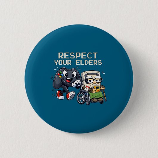 Respect Your Elders Gaming Control Retro Funny Gam Button (Vorderseite)
