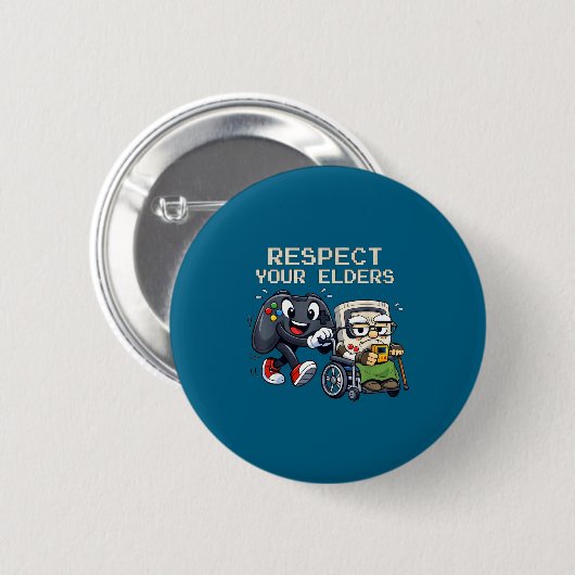 Respect Your Elders Gaming Control Retro Funny Gam Button (Vorne & Hinten)