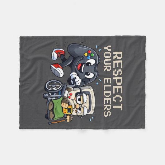Respect Your Elders Gaming Control Retro Funny Gam Fleecedecke (Vorderseite (Horizontal))