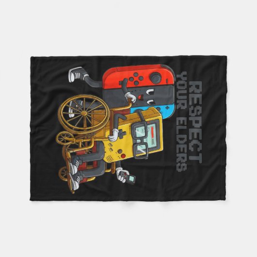 Respect Your Elders Gaming Control Retro Funny Gam Fleecedecke (Vorderseite (Horizontal))
