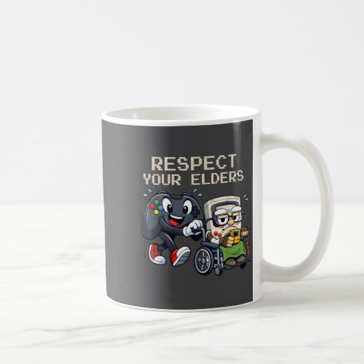 Respect Your Elders Gaming Control Retro Funny Gam Kaffeetasse (Rechts)