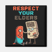 Respect Your Elders Gaming Control Retro Funny Gam Magnet (Vorne)