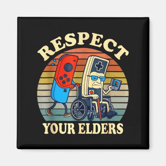 Respect Your Elders Gaming Control Retro Funny Gam Magnet (Vorne)