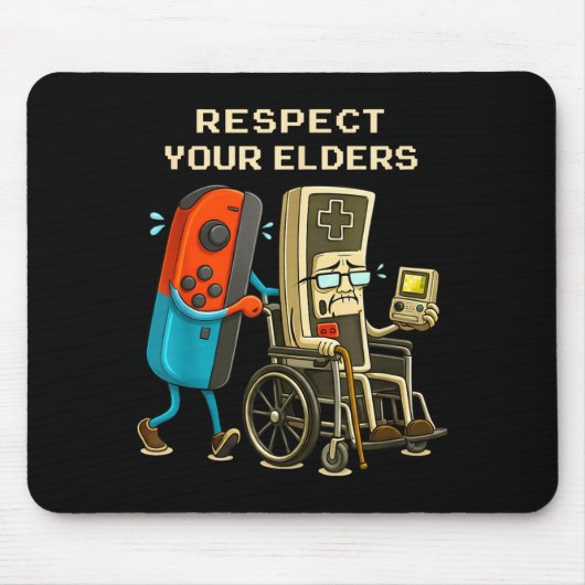 Respect Your Elders Gaming Control Retro Funny Gam Mousepad (Vorne)