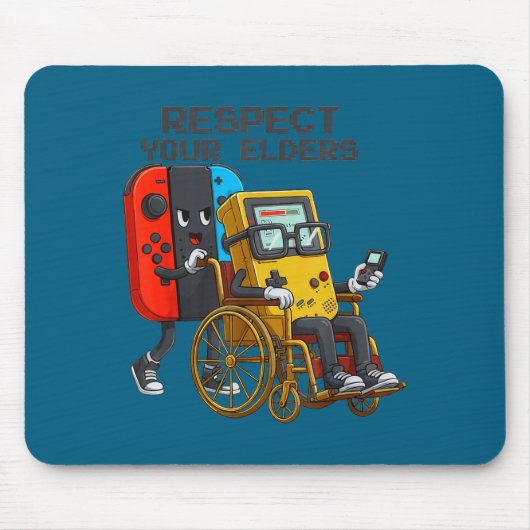 Respect Your Elders Gaming Control Retro Funny Gam Mousepad (Vorne)