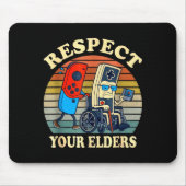 Respect Your Elders Gaming Control Retro Funny Gam Mousepad (Vorne)