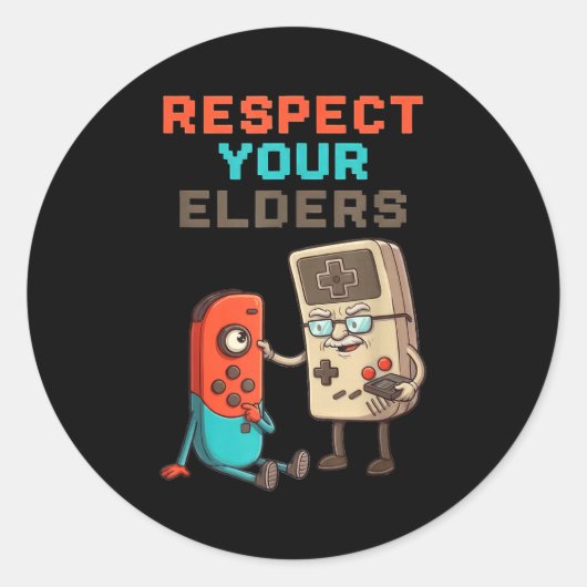 Respect Your Elders Gaming Control Retro Funny Gam Runder Aufkleber (Vorderseite)