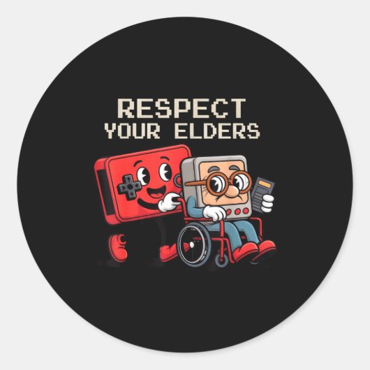 Respect Your Elders Gaming Control Retro Funny Gam Runder Aufkleber (Vorderseite)
