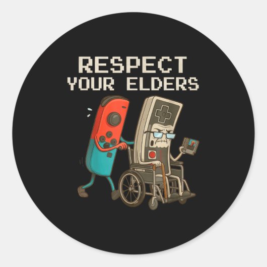 Respect Your Elders Gaming Control Retro Funny Gam Runder Aufkleber (Vorderseite)