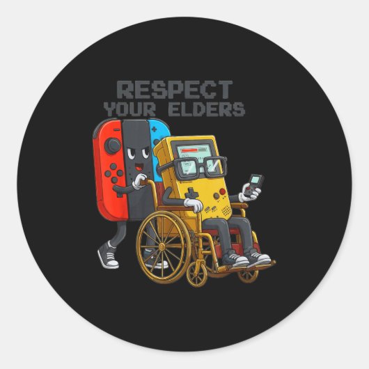 Respect Your Elders Gaming Control Retro Funny Gam Runder Aufkleber (Vorderseite)