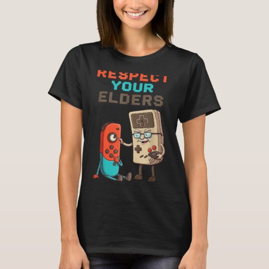 Respect Your Elders Gaming Control Retro Funny Gam T-Shirt (Vorderseite)
