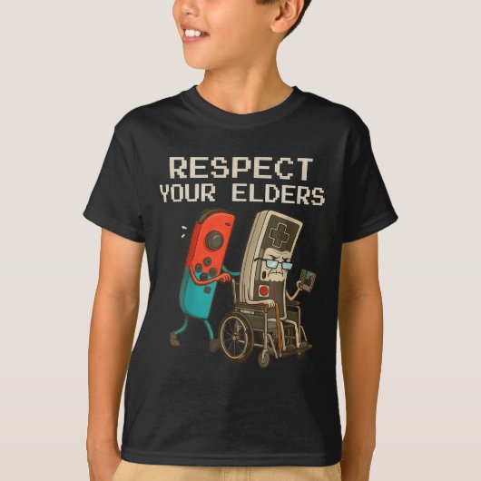 Respect Your Elders Gaming Control Retro Funny Gam T-Shirt (Vorderseite)