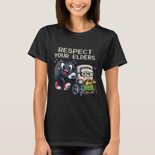 Respect Your Elders Gaming Control Retro Funny Gam T-Shirt (Vorderseite)