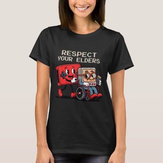 Respect Your Elders Gaming Control Retro Funny Gam T-Shirt (Vorderseite)