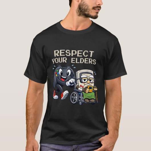 Respect Your Elders Gaming Control Retro Funny Gam T-Shirt (Vorderseite)