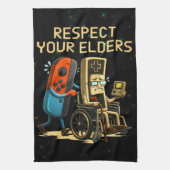Respect Your Elders Gaming Control Retro Funny Geschirrtuch (Vertikal)