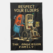 Respect Your Elders Gaming Control Retro Funny Geschirrtuch (Vertikal)