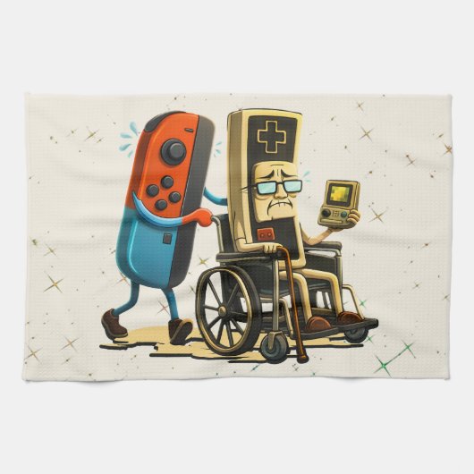 Respect Your Elders Gaming Control Retro Funny Geschirrtuch (Horizontal)