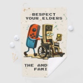 Respect Your Elders Gaming Control Retro Funny Golfhandtuch (Insitu)