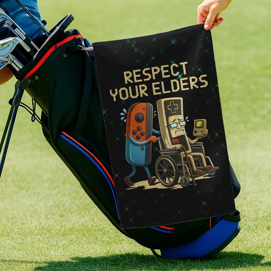 Respect Your Elders Gaming Control Retro Funny Golfhandtuch