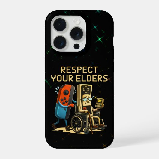 Respect Your Elders Gaming Control Retro Funny iPhone Hülle (Rückseite)