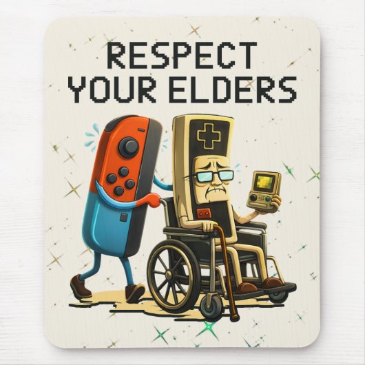 Respect Your Elders Gaming Control Retro Funny Mousepad (Vorne)