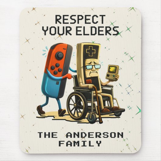Respect Your Elders Gaming Control Retro Funny Mousepad (Vorne)