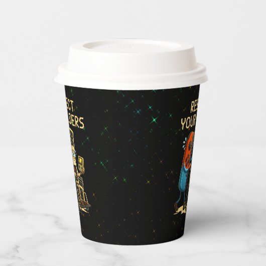 Respect Your Elders Gaming Control Retro Funny Pappbecher (Links)