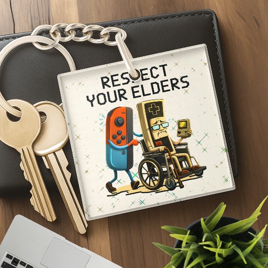 Respect Your Elders Gaming Control Retro Funny Schlüsselanhänger