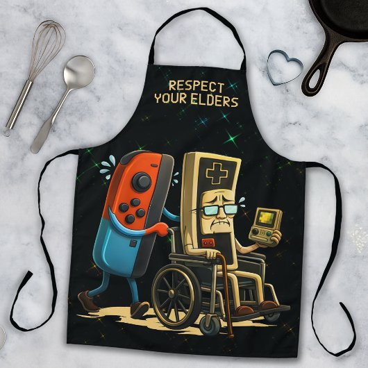 Respect Your Elders Gaming Control Retro Funny Schürze