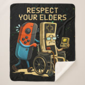 Respect Your Elders Gaming Control Retro Funny Sherpadecke (Vorderseite)