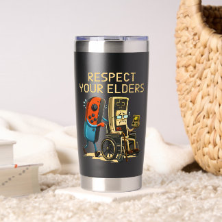 Respect Your Elders Gaming Control Retro Funny Thermobecher