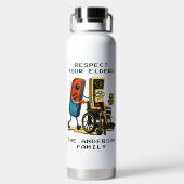 Respect Your Elders Gaming Control Retro Funny Trinkflasche (Rückseite)