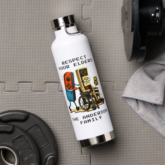 Respect Your Elders Gaming Control Retro Funny Trinkflasche (Fitnesstudio (gedreht))