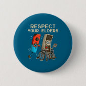 Respect Your Elders Retro Gaming Controller Funny Button (Vorderseite)