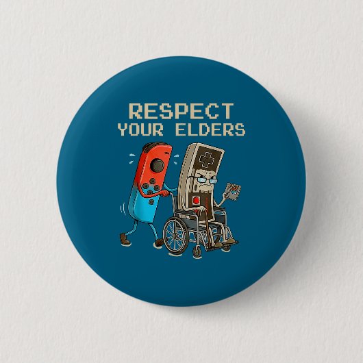 Respect Your Elders Retro Gaming Controller Funny Button (Vorderseite)