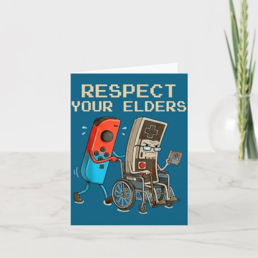Respect Your Elders Retro Gaming Controller Funny Karte (Vorderseite)