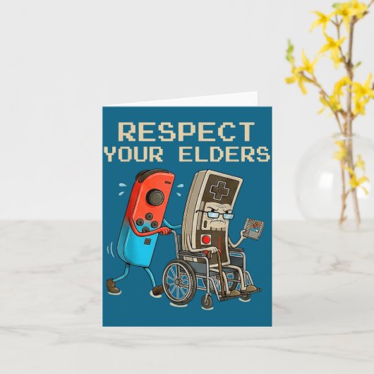 Respect Your Elders Retro Gaming Controller Funny Karte (Gelbe Blume)