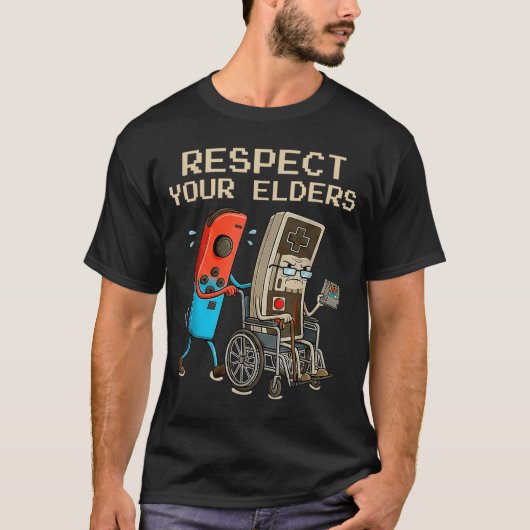 Respect Your Elders Retro Gaming Controller Funny  T-Shirt (Vorderseite)
