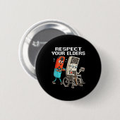 Respect Your Elders Retro Gaming Funny Controller Button (Vorne & Hinten)