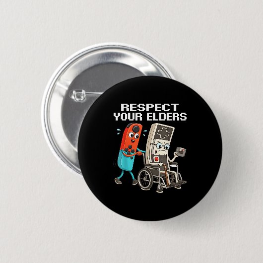 Respect Your Elders Retro Gaming Funny Controller Button (Vorne & Hinten)