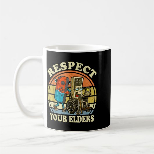 Respect Your Elders Retro Gaming Funny Controller Kaffeetasse (Links)