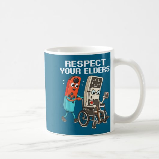 Respect Your Elders Retro Gaming Funny Controller Kaffeetasse (Rechts)