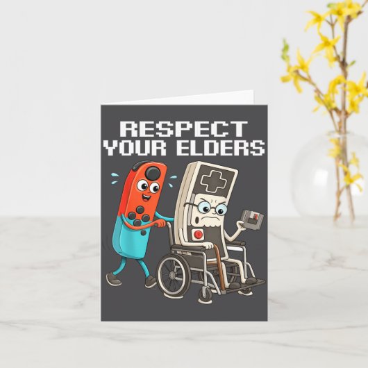 Respect Your Elders Retro Gaming Funny Controller Karte (Gelbe Blume)