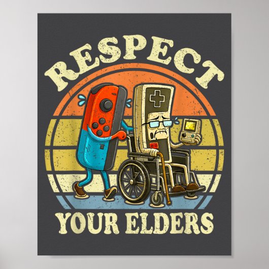 Respect Your Elders Retro Gaming Funny Controller Poster (Vorne)