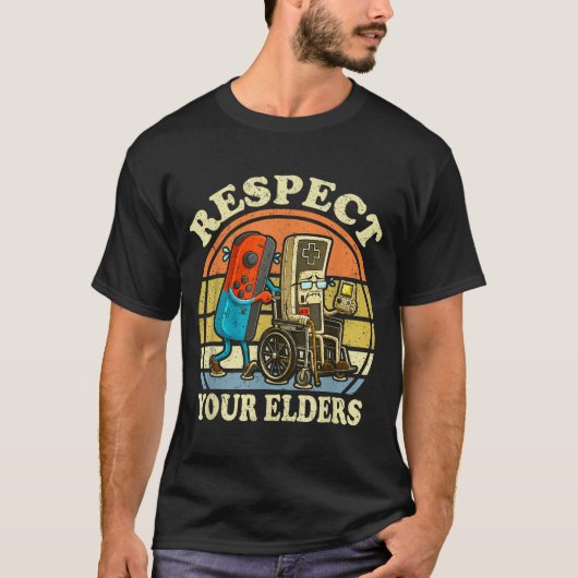 Respect Your Elders Retro Gaming Funny Controller  T-Shirt (Vorderseite)