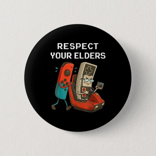 Respect Your Elders Retro Gaming Funny Gamer Contr Button (Vorderseite)